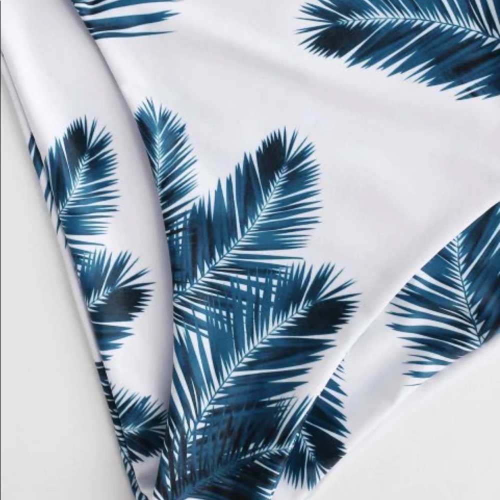 Leaf Print High Waisted Bathing Suit bottom - Picture 3 of 3